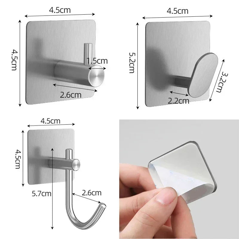 FixaFácil Inox - Ganchos Adesivos Multiuso de Aço Inoxidável